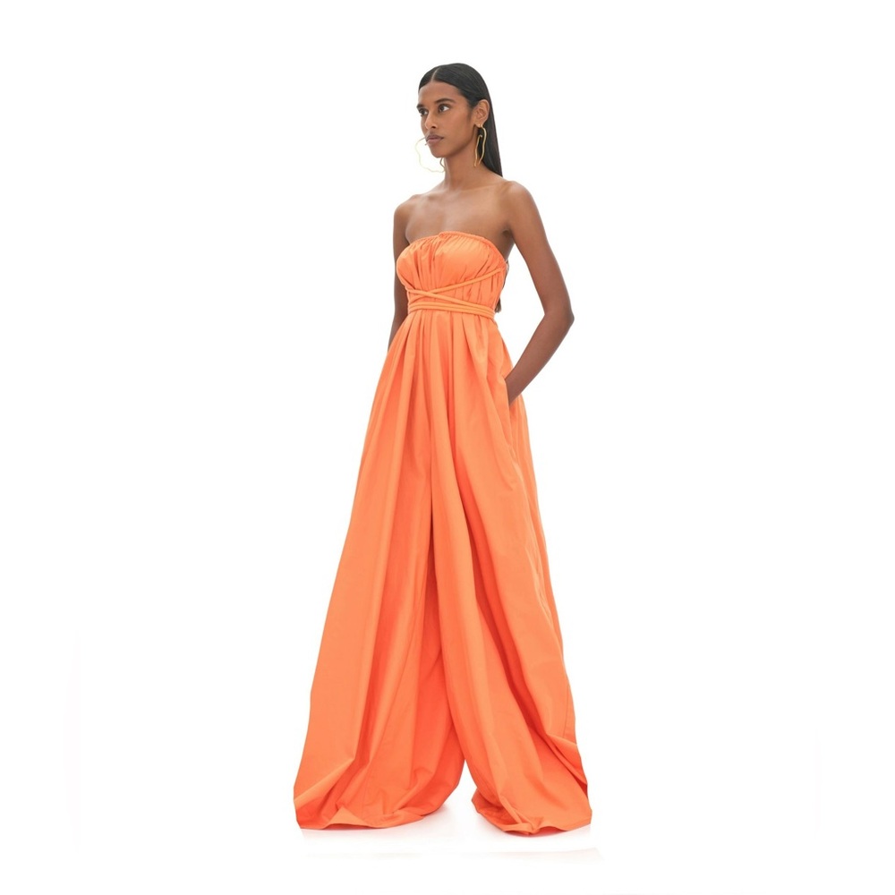OS Andrea Iyamah Orange Jumpsuit with Wide-Leg Design